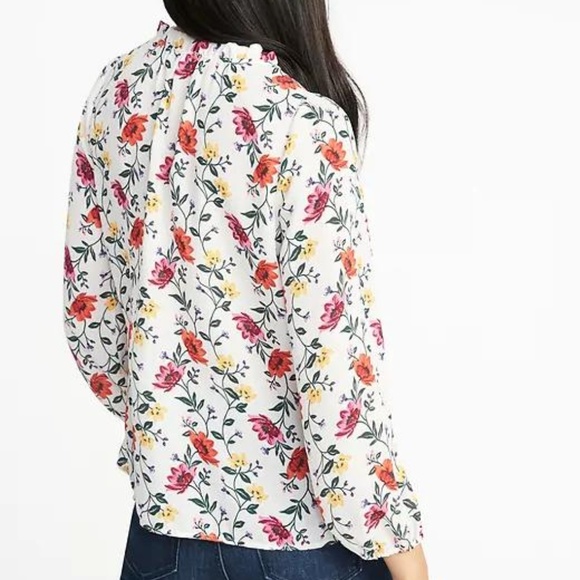 Ruffle-Trim Faux-Wrap Georgette Top for Women - Picture 5 of 5